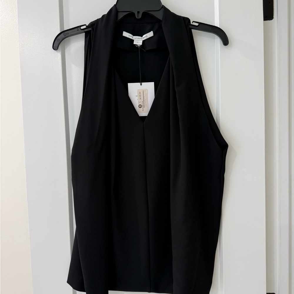 Vintage DVF black sleeveless blouse